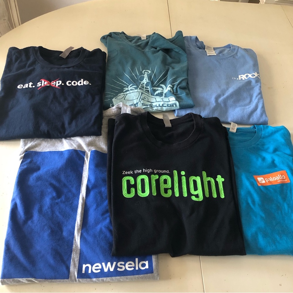 Bundle of 6 Tech company / Cyber security Hacker t-shirts